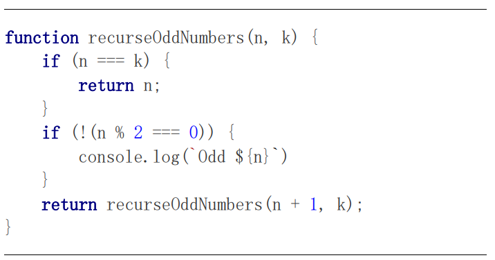 recursion odd numbers